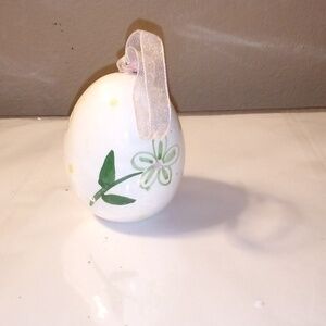 White Egg With Flowers Ornament